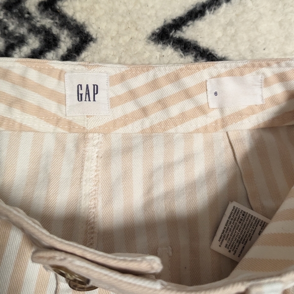 GAP High Waist Striped Shorts Rise 90s Square Pockets Button Fly Railroad Stripe - Picture 5 of 6